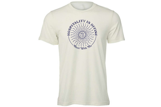 HOSPITALITY IS DIVINE LIGHTWEIGHT 100% COTTON T-SHIRT