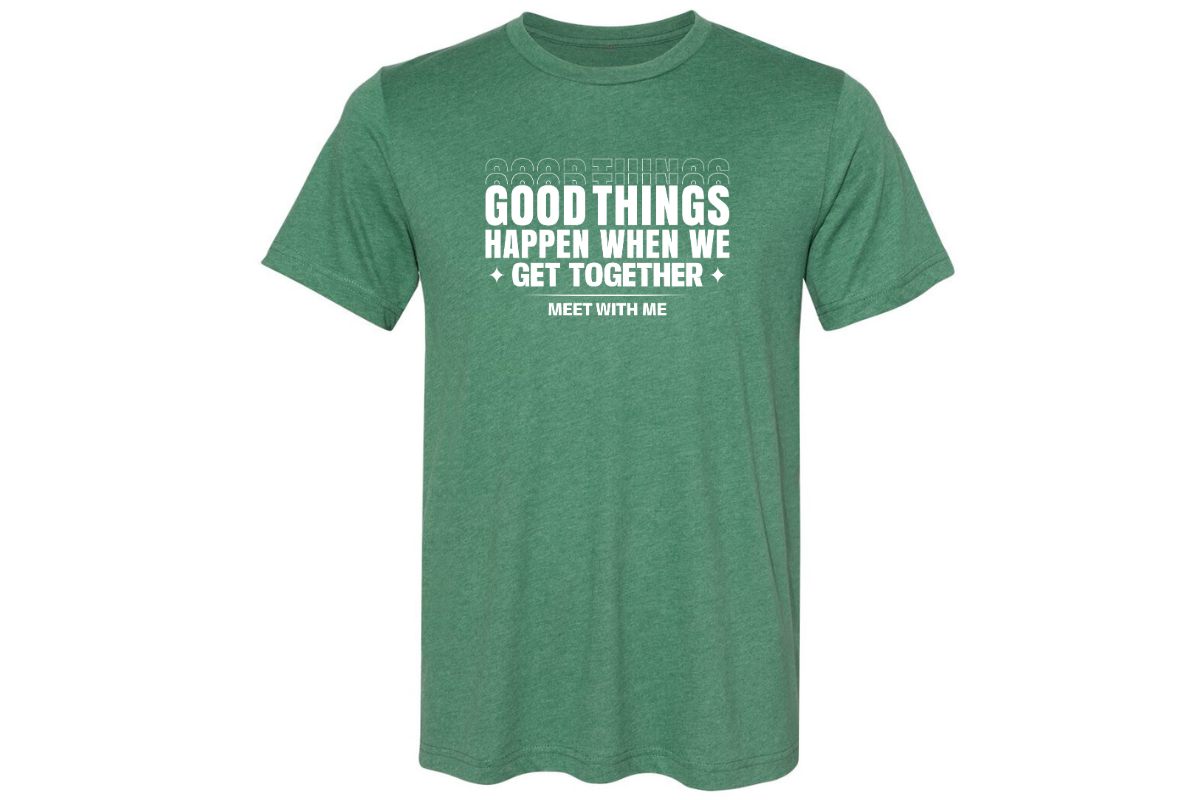 GOOD THINGS HAPPEN SUEDED COTTON BLENDED T-SHIRT